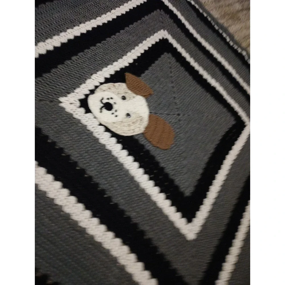 Handmade Vintage Crochet Knit Granny Square Trow Blanket Cottagecore Retro 48x52
